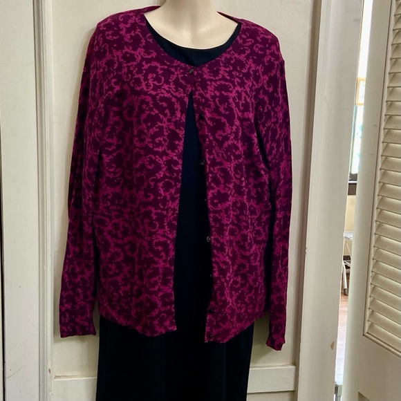 Merona Burgundy and Black Sweater Cardigan (L) - Picture 1 of 7